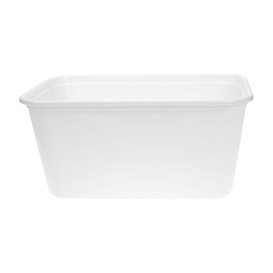 Plastová Miska Obdélníková PP Bílá s Vikem 1.000ml 17,3x11,9cm (50 Ks)