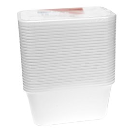 Plastová Miska Obdélníková PP Bílá s Vikem 1.000ml 17,3x11,9cm (50 Ks)