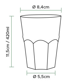 Kelímek Opakované Použití Nerozbitný PP Koktejl Průhledný Ø8,4cm 420ml (420 Ks)