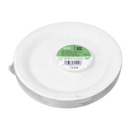Papírové Talíře Kulaté “Radial” Bílé Ø23cm 200gr/m² (50 Ks)
