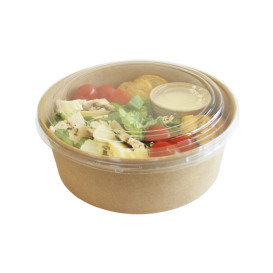 Mísa na Salát Lepenková Kraft-Kraftová s Víkem PET 500ml Ø15cm (50 Ks)
