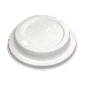 Víčko s Otvorem Lisované Vlákno Bílá Ø9,0cm (50 Ks)