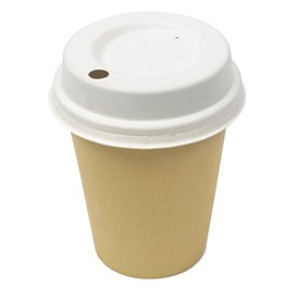 Víčko s Otvorem Lisované Vlákno Bílá Ø8,0cm (1.500 Ks)