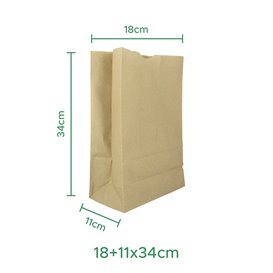 Papírové Sáčky bez Plochým Kraft 60g/m² 18+11x34cm (25 Ks)