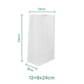 Papírové Sáčky bez Plochým Kraft Bílá 50g/m² 12+8x24cm (1.000 Ks)