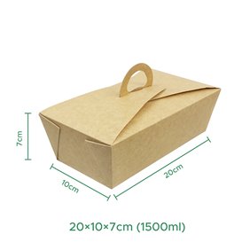 Krabička " párek v rohlíku " Kraft s Ouškem 20x10x7cm 1500ml (140 Ks)