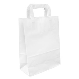 Papírové Tašky Kraft Bílá s Ouškems 100g/m² 22+11x27cm (250 Ks)