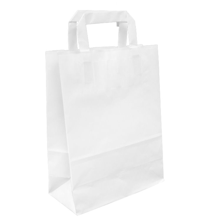 Papírové Tašky Kraft Bílá s Ouškems 100g/m² 22+11x27cm (250 Ks) Papírové Tašky Kraft Bílá s Ouškems 100g/m² 22+11x27cm (250 Ks)