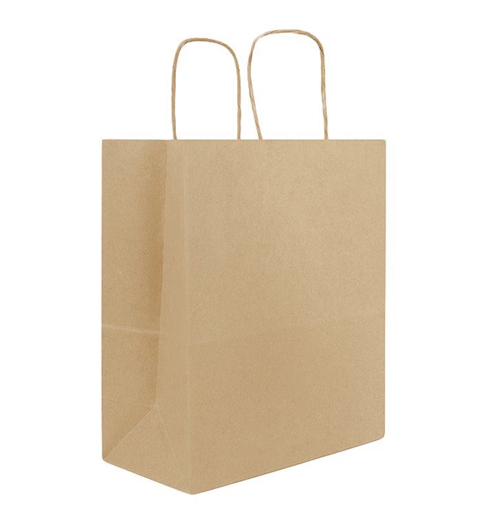 Kraftové Papírové Tašky s Plochým Uchem 80 g/m² 22+10x28cm (50 Ks) Kraftové Papírové Tašky s Plochým Uchem 80 g/m² 22+10x28cm (50 Ks)