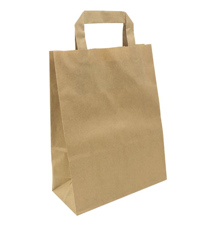 Kraftové Papírové Tašky s Plochým Uchem 80g/m² 22+10x28cm (250 Ks) Kraftové Papírové Tašky s Plochým Uchem 80g/m² 22+10x28cm (250 Ks)