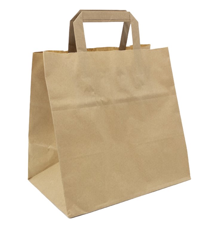 Papírové Tašky Kraft s Plochým Ouškem 70g/m² 25+17x26cm (50 Ks) Papírové Tašky Kraft s Plochým Ouškem 70g/m² 25+17x26cm (50 Ks)