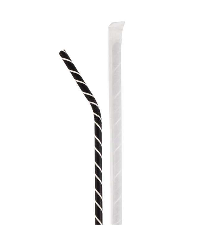 Flexibilní Brčka Papírové Odrůda Balené bílými Pruhy Ø6mm 21cm (100 Ks) Flexibilní Brčka Papírové Odrůda Balené bílými Pruhy Ø6mm 21cm (100 Ks)