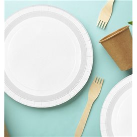 Kartonové Talíře Kulatý Proti Tukům Bílá Ø18cm 220g/m² (50 Ks)