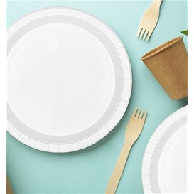 Kartonové Talíře Kulatý Proti Tukům Bílá Ø22cm 220g/m² (400 Ks)