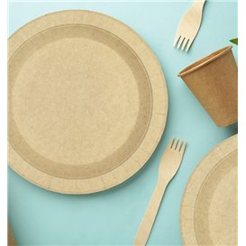 Kartonové Talíře Kulatý Proti Tukům Kraft Ø18cm 195g/m² (450 Ks)