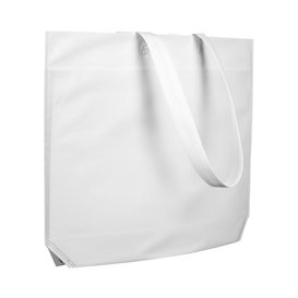 Plátěná Taška TNT s Dlouhou Rukojetí Bílá 48+10x35cm (25 Ks)