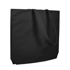 Plátěná Taška TNT s Dlouhou Rukojetí Černá 48+10x35cm (25 Ks)