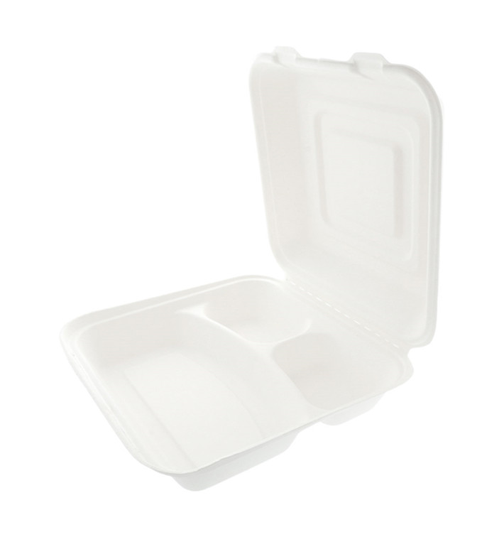 Menu Box z Cukrové Třtiny Bílý 3 Vrstvami 250x250x75mm Menu Box z Cukrové Třtiny Bílý 3 Vrstvami 250x250x75mm