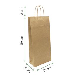 Papírové Tašky Kraft na Lahve s Plochým 18+8x39cm (300 Ks)
