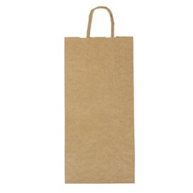 Papírové Tašky Kraft na Lahve s Plochým 18+8x39cm (50 Ks)