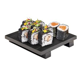 Bambusový Podnos Černá na Sushi 15x15x2,5cm (1 Ks)