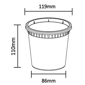 Plastová Miska “Deli Range” PP Průhledná s Víčkem 720ml (40 Ks)