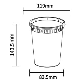 Plastová Miska “Deli Range” PP Průhledná s Víčkem 960ml (40 Ks)