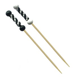 Bambusové Špejle Zdobené Černá a Bílá 12cm (1.200 Ks)