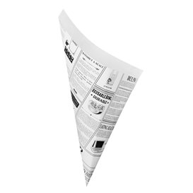 Papírové Kornouty Nepromastitelný Noviny 24,5cm 100g (250 Ks)