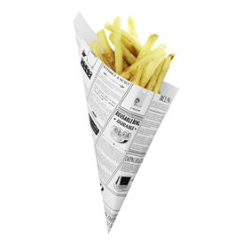 Papírové Kornouty Nepromastitelný Noviny 24,5cm 100g (250 Ks)