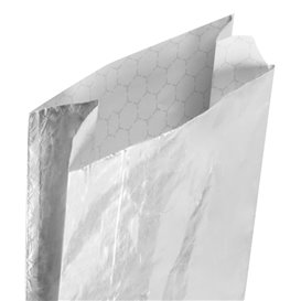 Hliníková Papírové Sáčky odolná proti Mastnotě Stříbrná 26+5x10,3cm (200 Ks)