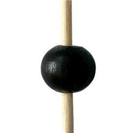 Bambusové Špejle Zdobené "Velký Míč" Černá 12,5cm (100 Ks)