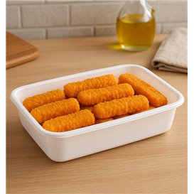 Plastová Miska Obdélníková PP Bílá 500ml 17,4x11,6x3,5cm (25 Ks)