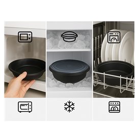 Plastová Miska PP Černá 1000ml Ø23cm (150 Ks)