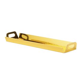 Papírové Podnos Obdélníkový Zlato s Plochým 32x7,5 cm (100 Ks)