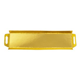 Papírové Podnos Obdélníkový Zlato s Plochým 32x7,5 cm (100 Ks)