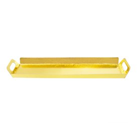 Papírové Podnos Obdélníkový Zlato s Plochým 32x7,5 cm (100 Ks)