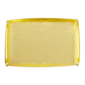 Papírové Podnos Obdélníkový Zlato s Plochým 12x19cm (10 Ks)
