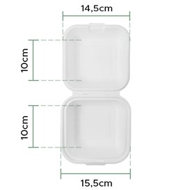 Krabička na Hamburger z Cukrové Třtiny Bílý 150x150x80mm (50 Ks)