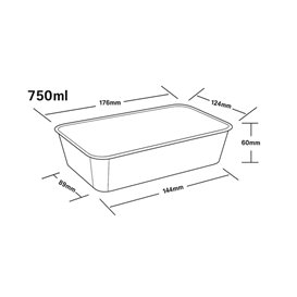 Plastová Miska Hranatá PP Černá s Vikem 750ml 17,3x11,9cm (500 Ks)