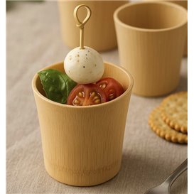 Bambusové Kelímek Stojany Fingerfood Opakovaně Použitelný 8,4x9,2x9cm (12 Ks)