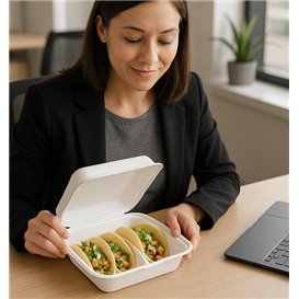 Papírový Menu Box Tacos Bílý 2-Dílné 41x48x40cm (50 Ks)