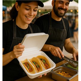 Papírový Menu Box Tacos Bílý 2-Dílné 41x48x40cm (50 Ks)