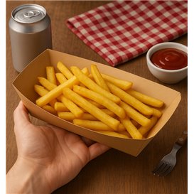 Miska Lodička Bambusového Papíru Kraft 700ml 20,5x15x5,2cm (125 Ks)