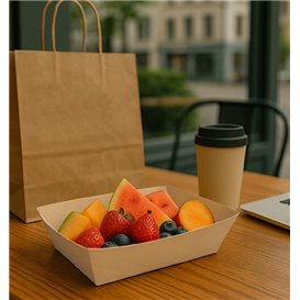 Miska Lodička Bambusového Papíru Kraft 800ml 24x16x5,2cm (125 Ks)