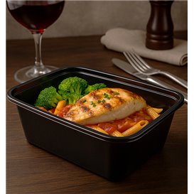 Plastová Miska Obdélníková PP Černá 1.000ml 17,3x11,9cm (50 Ks)