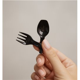 Duo Opakovaně Použitelná Lžičkovidlička Spork PP Černá 12cm (500 Ks)