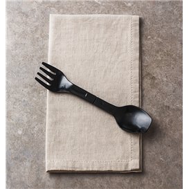 Duo Opakovaně Použitelná Lžičkovidlička Spork PP Černá 12cm (500 Ks)