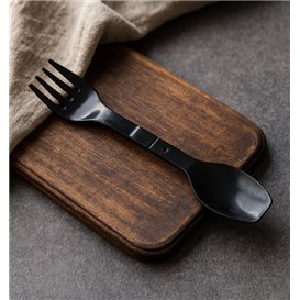 Duo Opakovaně Použitelná Lžičkovidlička Spork PP Černá 12cm (500 Ks)