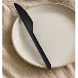 Nůž na Opakované Použitelný z PP Černý 17,8cm (50 Ks)